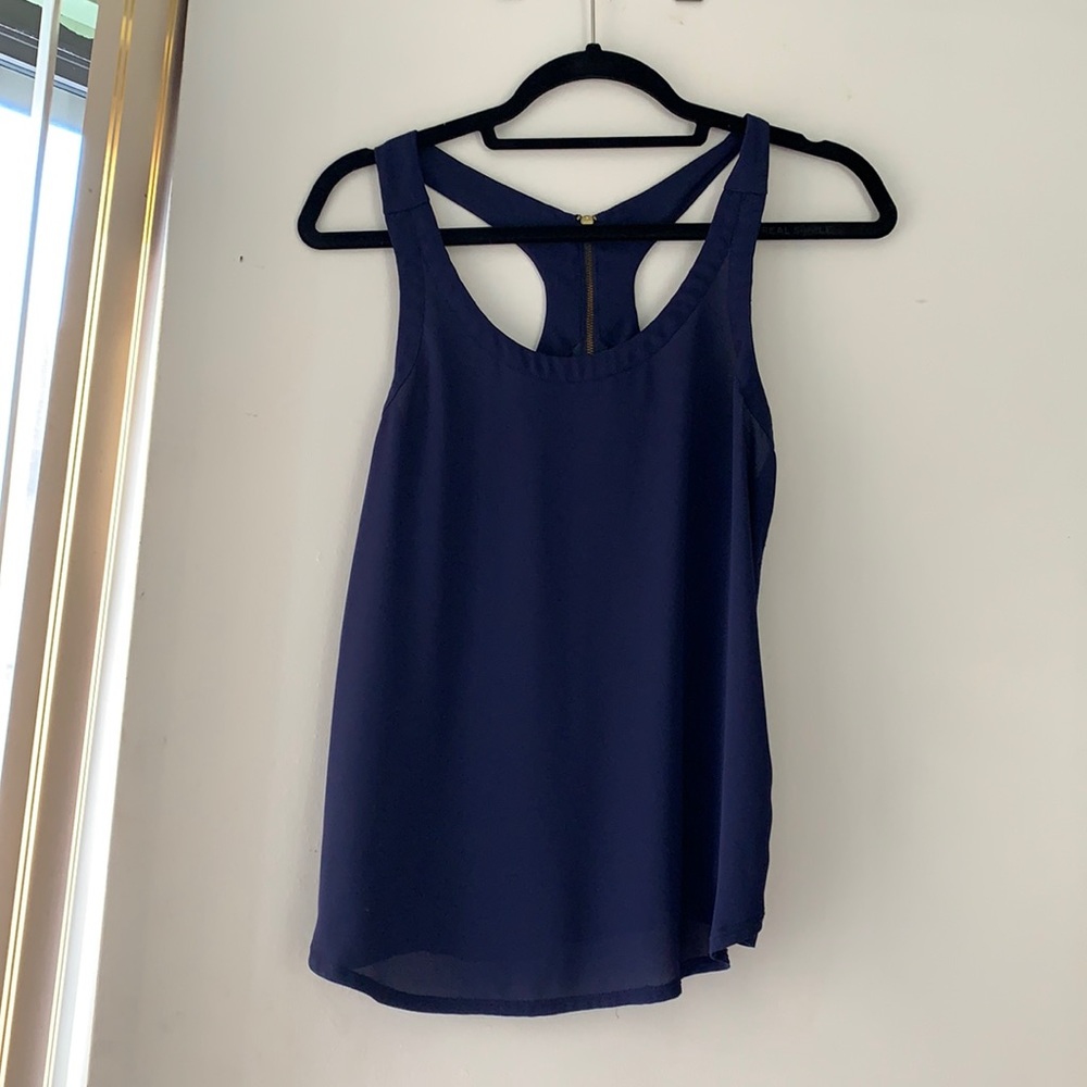 Navy dark blue express zipper back tank top